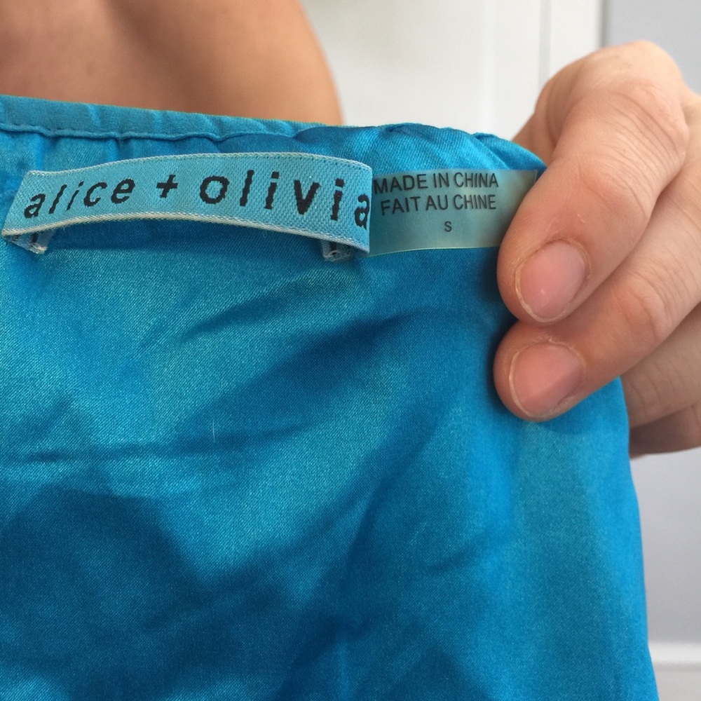 Alice + Olivia Blue Silk Pleated Halter Neck Top - Picture 6 of 8
